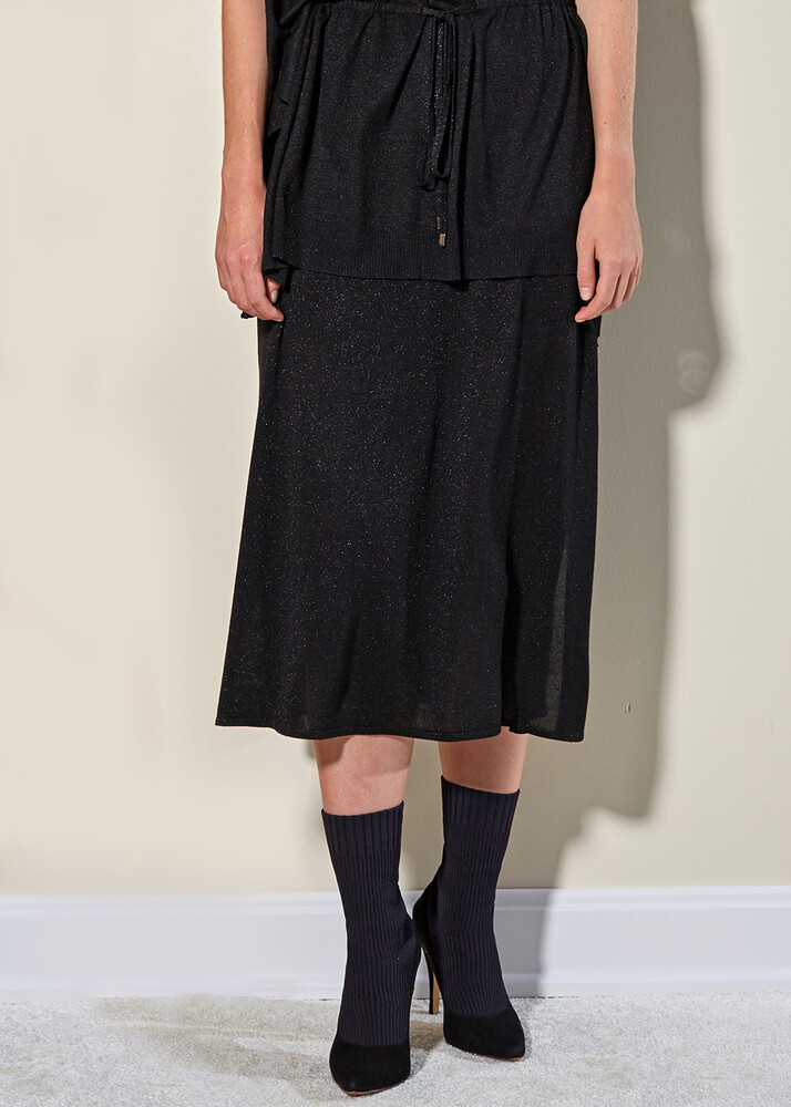 Circle Black Maxi Knit Skirt KNITSS