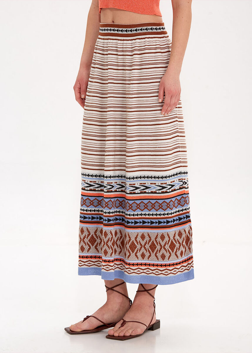 ETHNIC JACQUARD PATTERN KNIT SKIRT