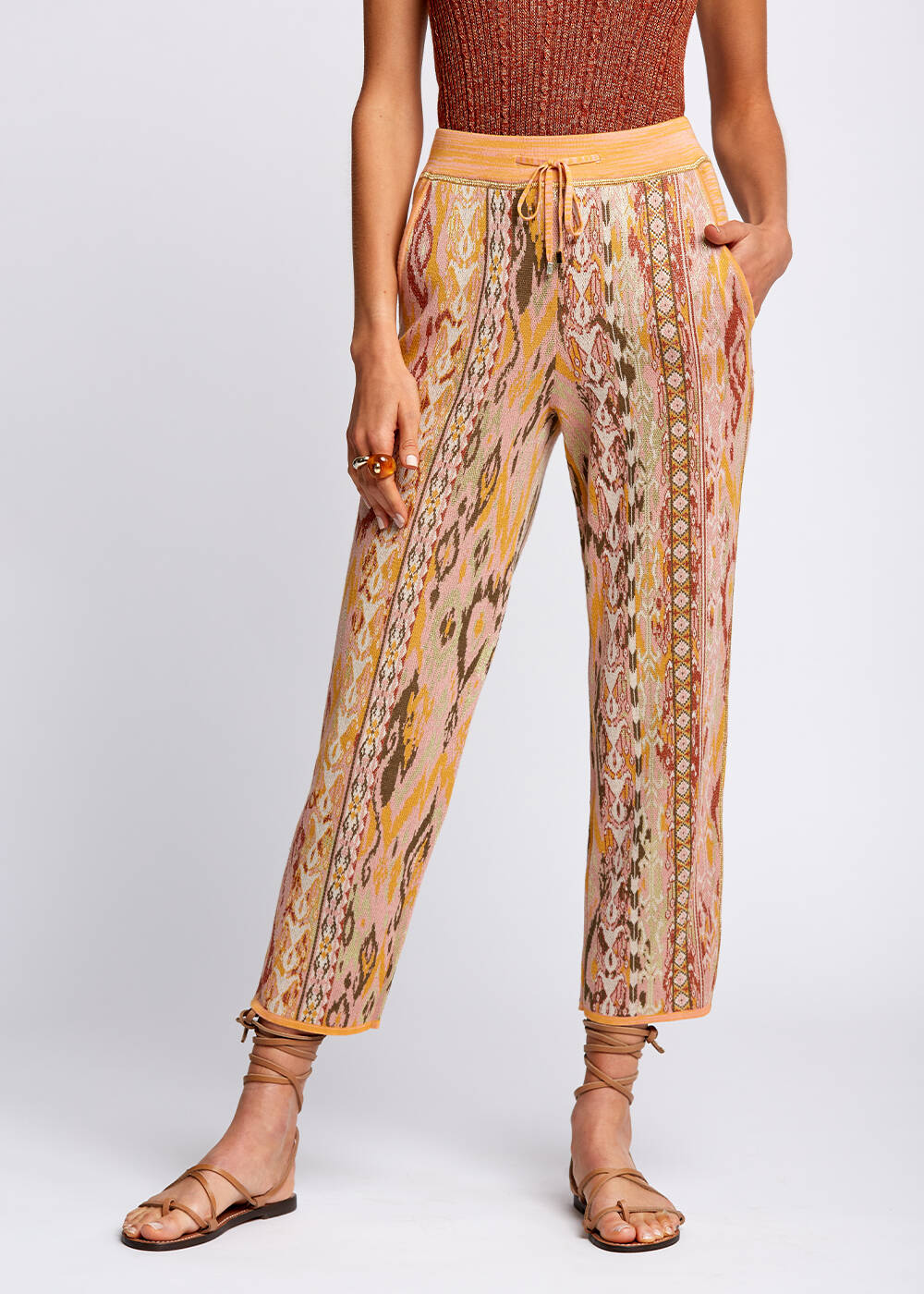 Ethnical Patterned Jacquard Knit Pants | Knitss