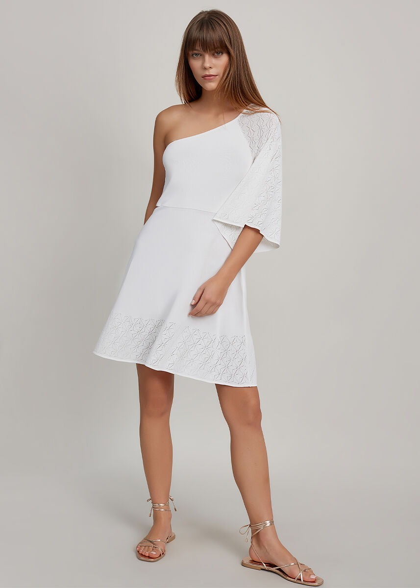 white one shoulder knit dress