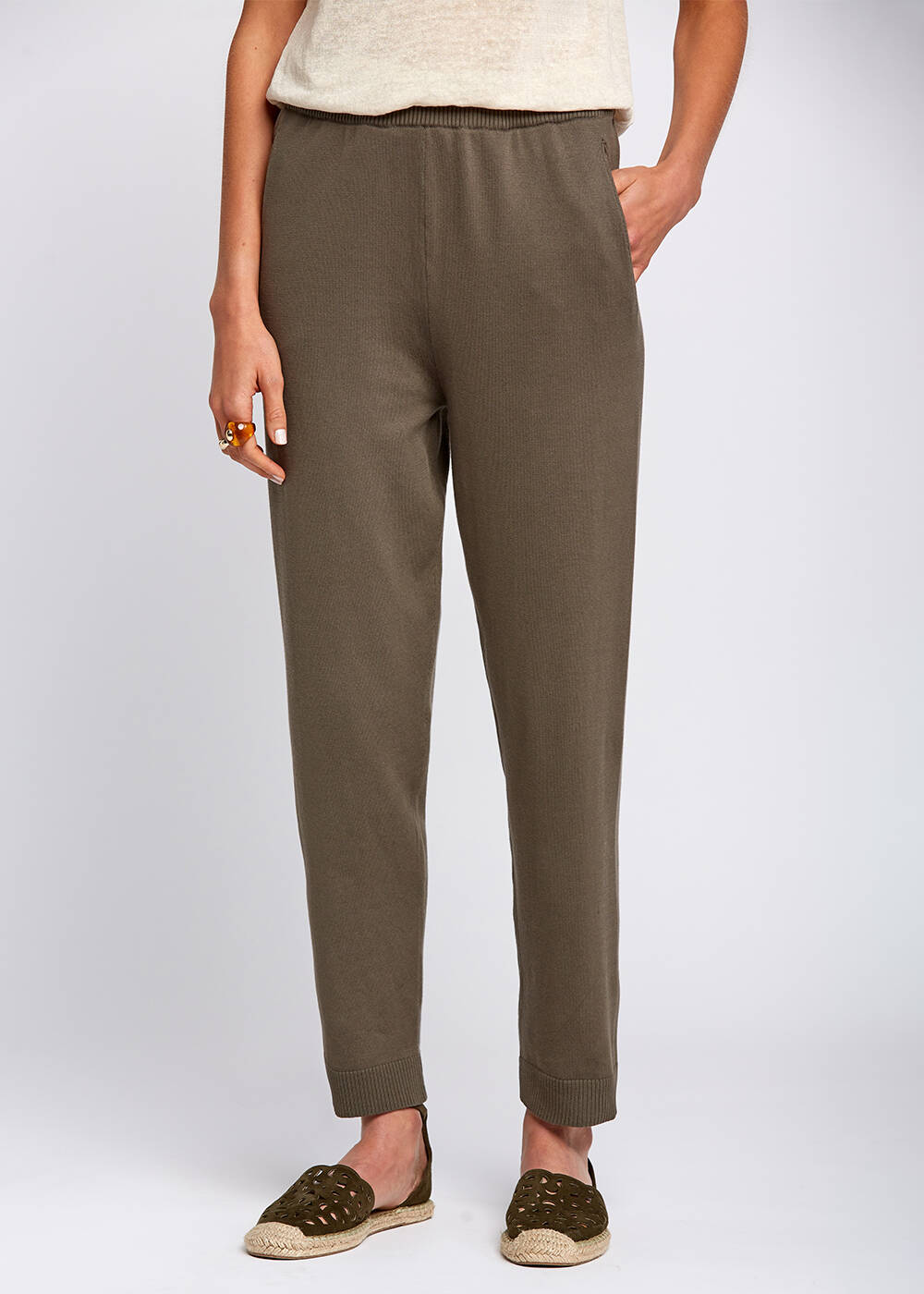 Organic Cotton Khaki Knit Pants